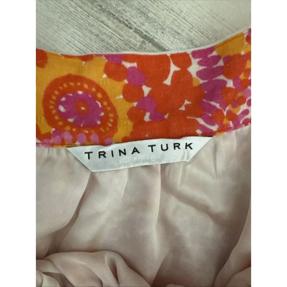 Trina Turk Women's Peony Floral Print Linen‎ Blend One Shoulder Top XS